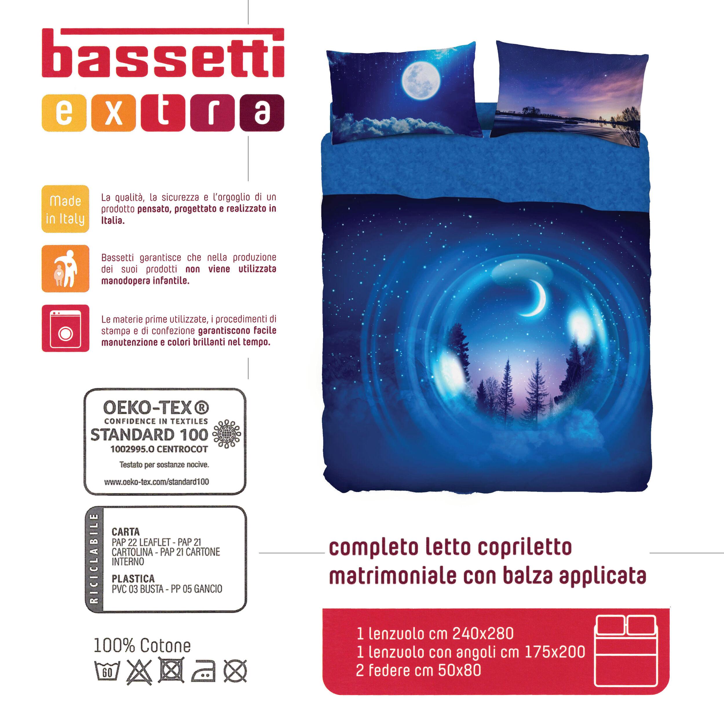 BASSETTI completo letto IMAGE copriletto lenzuolo serie stampa in digitale alta definizione animali natura paesaggi balza applicata 100% cotone – Made in ITALY (FAIRY NIGHT, MATRIMONIALE)