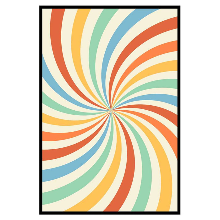Affiche encadrée spirale rétro multicolore Affiche + cadre en métal - Noir