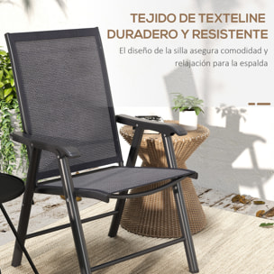 Juego de 2 Sillas de Camping Plegables Sillas Plegables de Jardín Exterior Acolchadas en Malla con Marco de Acero y Reposabrazos Carga 110 kg para Terraza Playa 58x64x94 cm Gris Oscuro