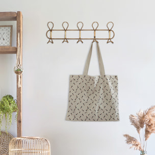 Patère 5 crochets en métal doré 76x21 cm