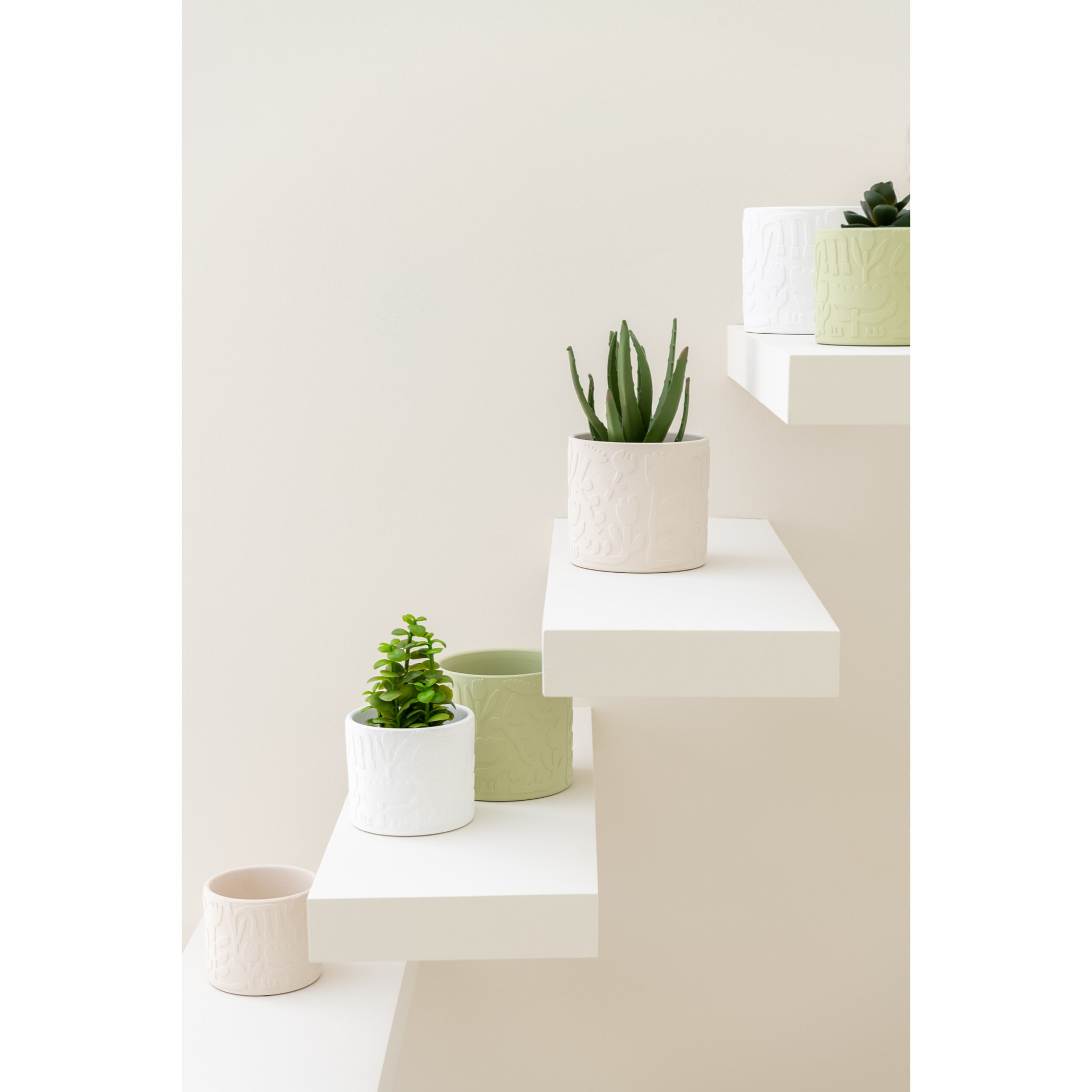 J-Line cache-pot Aloha - céramique - mix - large - 3 pièces - Ø 13.5 cm