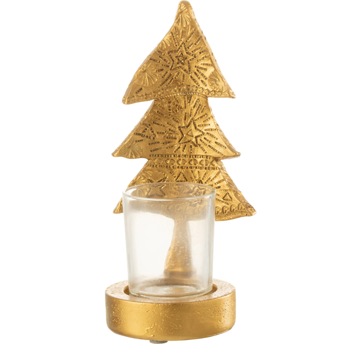 J-Line bougeoir Sapin de Noël - plastique - or