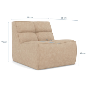 Alya - module d'assise sans accoudoir en simili - Cognac