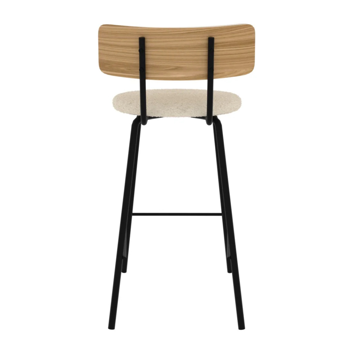 Lot de 2 chaises pour îlot central 64 cm en tissu bouclé blanc cassé - Alize