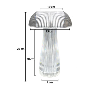 Lampada Led Da Tavolo Controllo Touch Ricaricabile Trasparente Mushroom