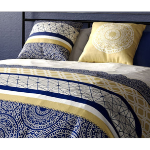 Parure housse de couette coton bleu