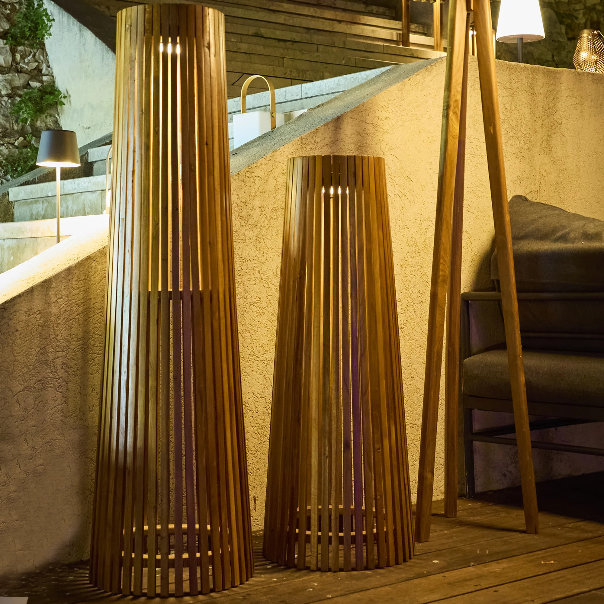 Lampadaire solaire bois TECKA H90CM