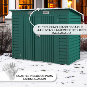 Caseta de Jardín Exterior 2,7m² 249x121x183 cm Cobertizo de Jardín Exterior con Doble Puerta 2 Ventilaciones y Pestillo Cobertizo para Terraza Patio Verde