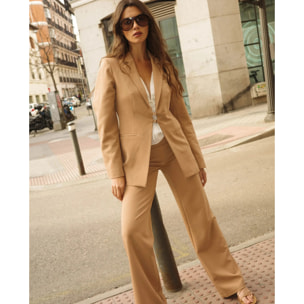 Pantalón recto de traje de cintura baja de mujer