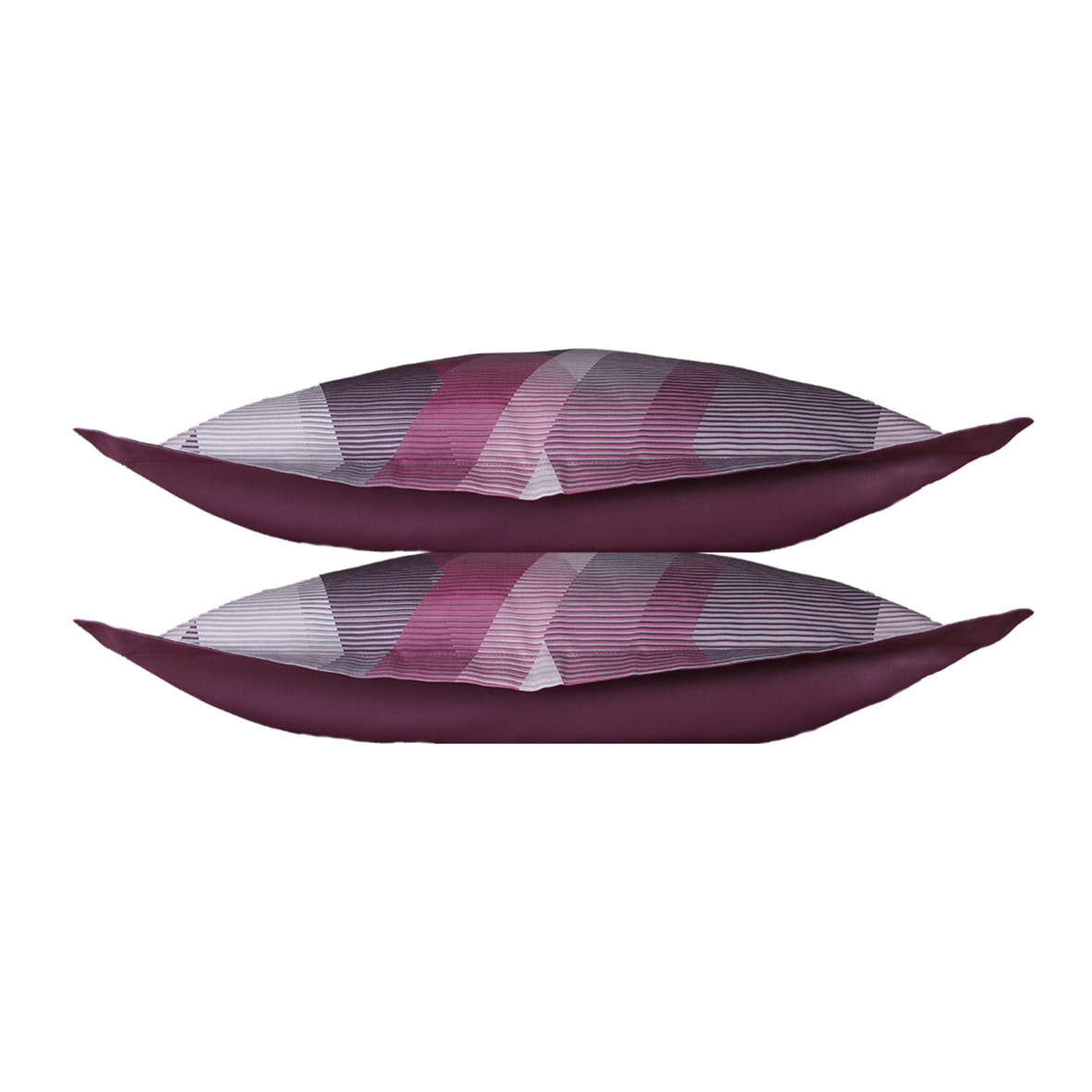 Lot de 2 Taies d'oreiller satin de coton imprimé Helix Purple