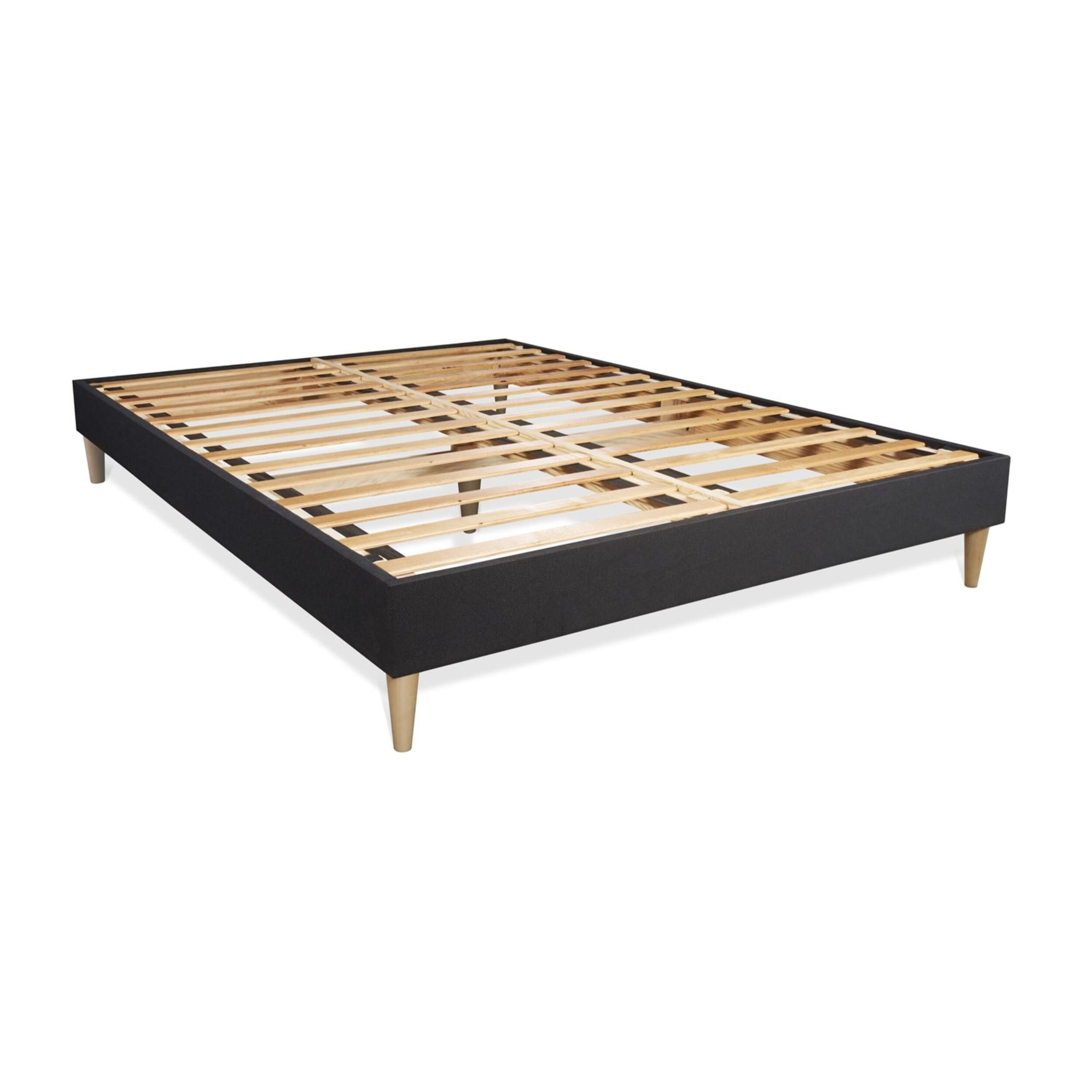Pack cama completa - Colchón Espuma - Kit de base de cama - Negro -  con 2 almohadas y 1 edredón