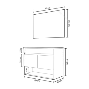 Mueble de baño con espejo Cotton 2 puertas Nordik
