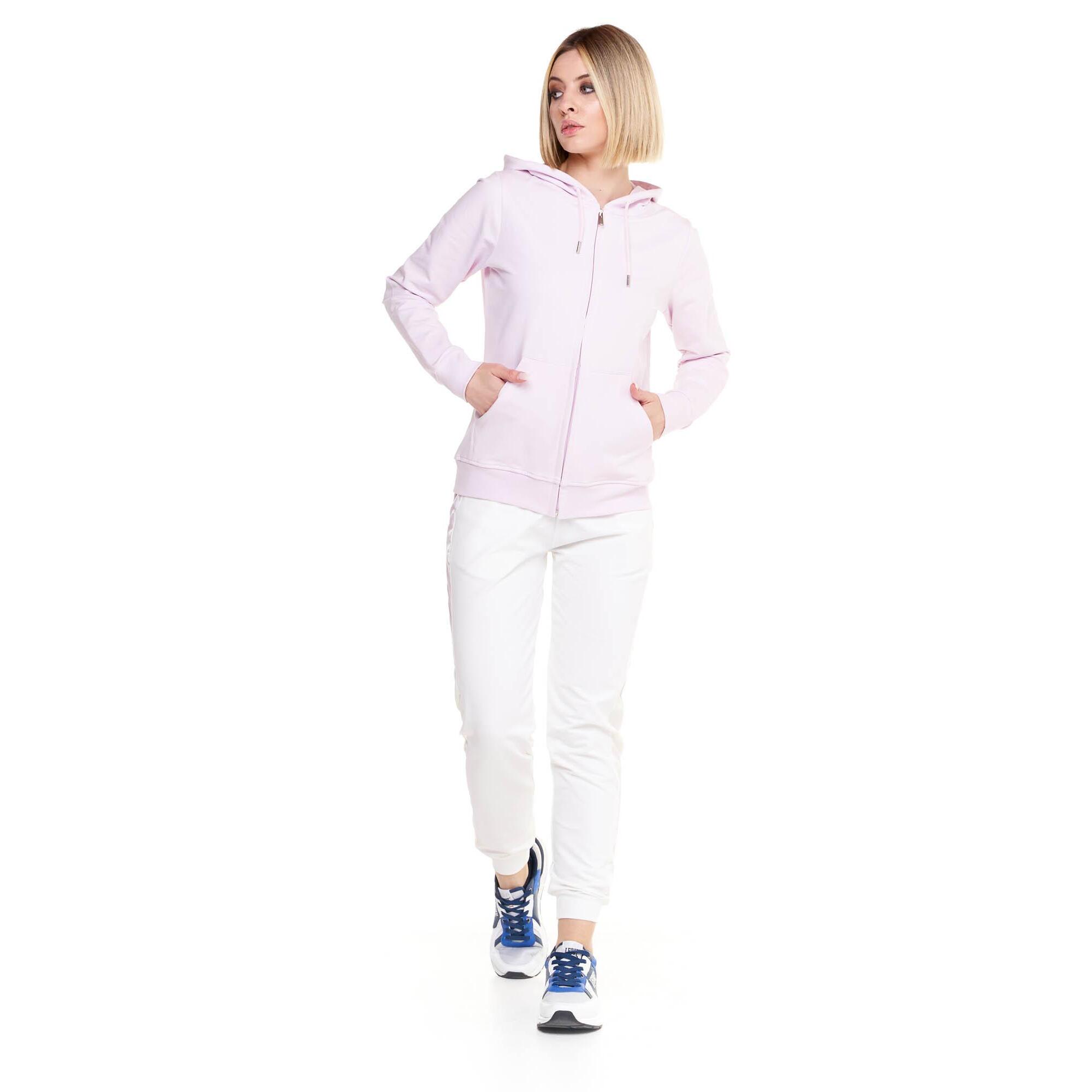 Chándal de mujer brillante con capucha y cremallera