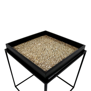 MEUBLE D'APPOINT EN NOIX DE COCO PIED METAL NOIR 40X40CM LAMAI