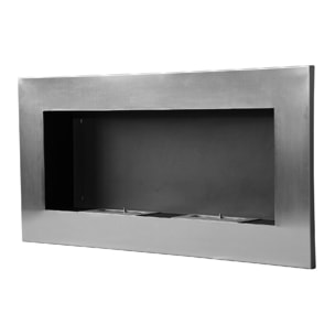 Cheminée bioéthanol murale design Bauhaus double brûleur 3 L 110L x 14l x 54H cm couverture 25-30 m² acier inox. brossé