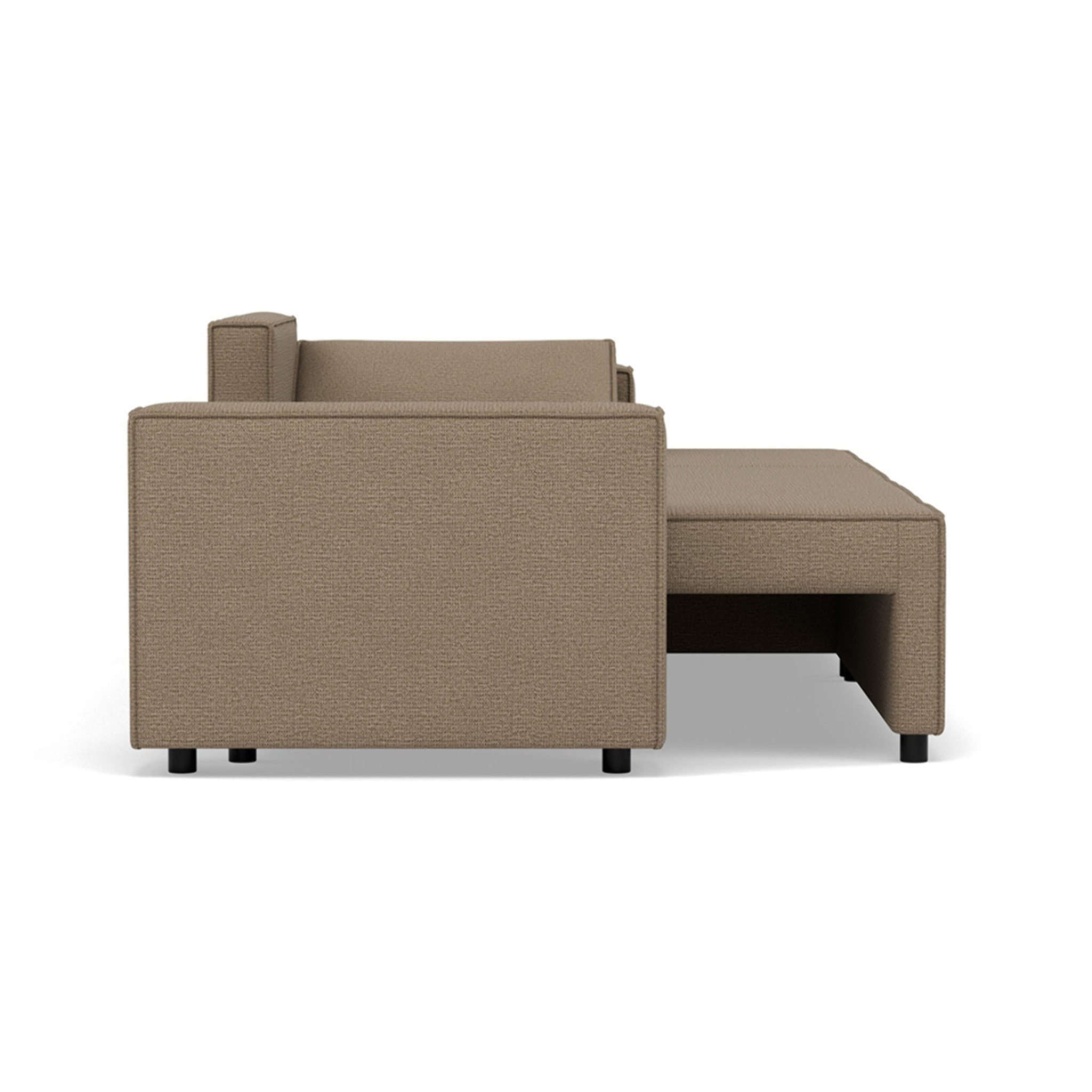 Jonas - canapé d'angle réversible 4 places convertible avec coffre en tissu texturé - Taupe
