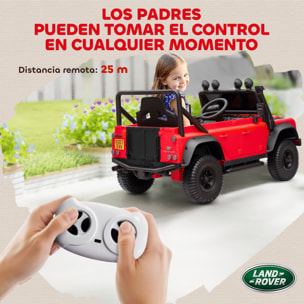Coche Eléctrico para Niños con Licencia Land Rover 12V Coche de Batería para Niños con Control Remoto Sistema de Suspensión USB MP3 Velocidad Ajustable Faros Rojo