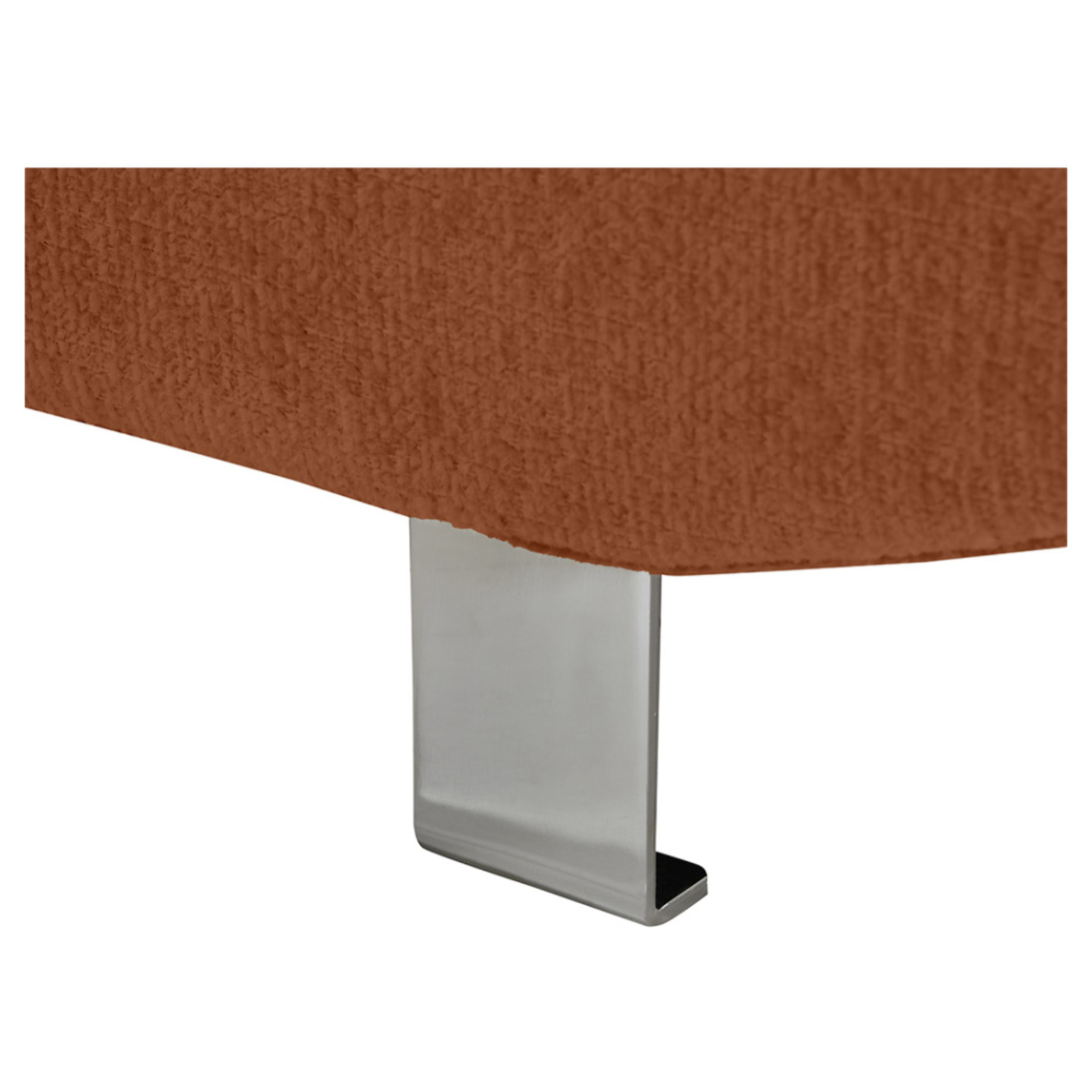 Margaux - Canapé d'angle droit 5 places convertible avec coffre et têtières réglables en velours texturé - Terracotta