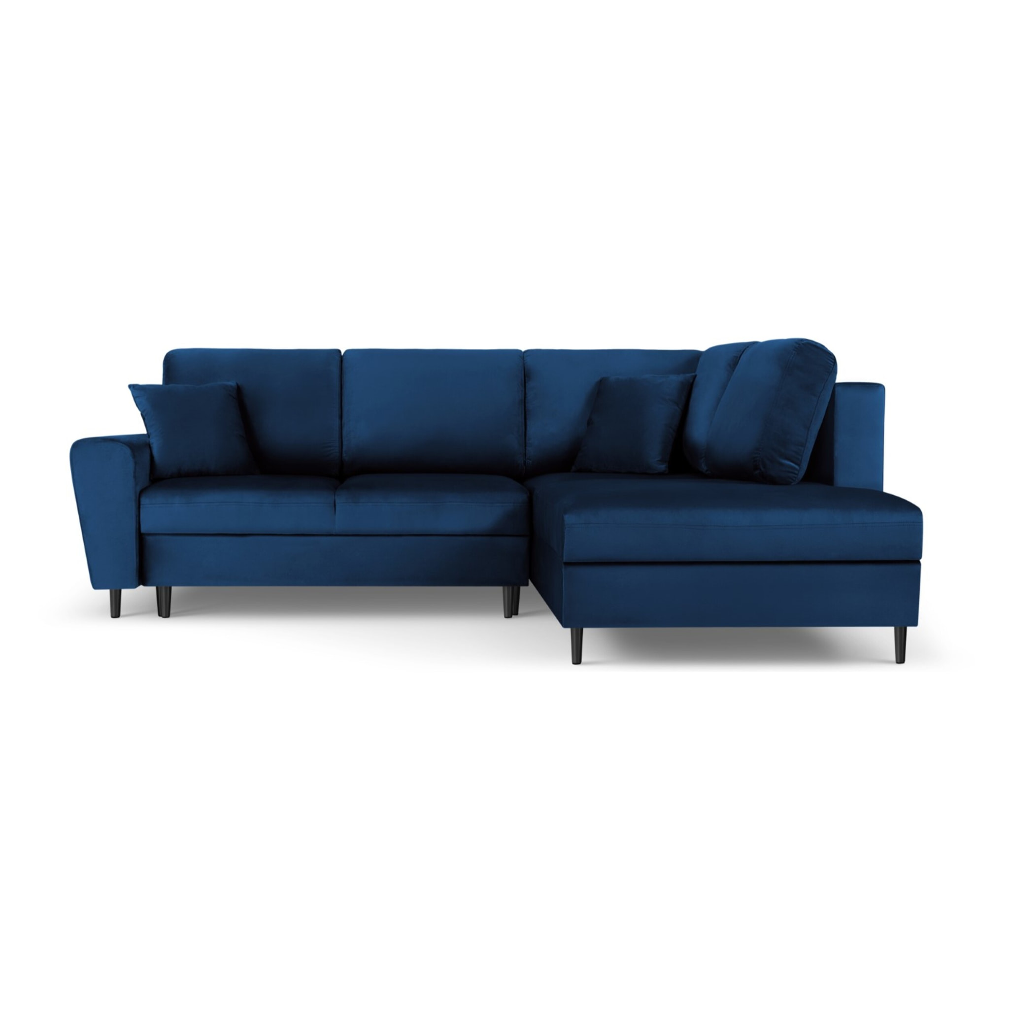 Canapé d'angle droit convertible avec coffre de rangement "Kyoto" 5 places en velours bleu roi