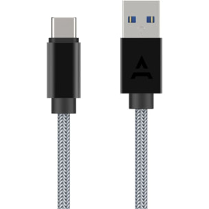 Câble USB C ADEQWAT vers USB gris 2m tréssé