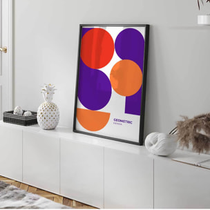 Affiche encadrée géométrique cercles violet orange Affiche + cadre en métal - Noir
