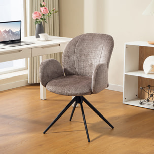 Chaise de bureau ergonomique pivotante à retour auto dossier enveloppant accoudoirs courbés tissu marron