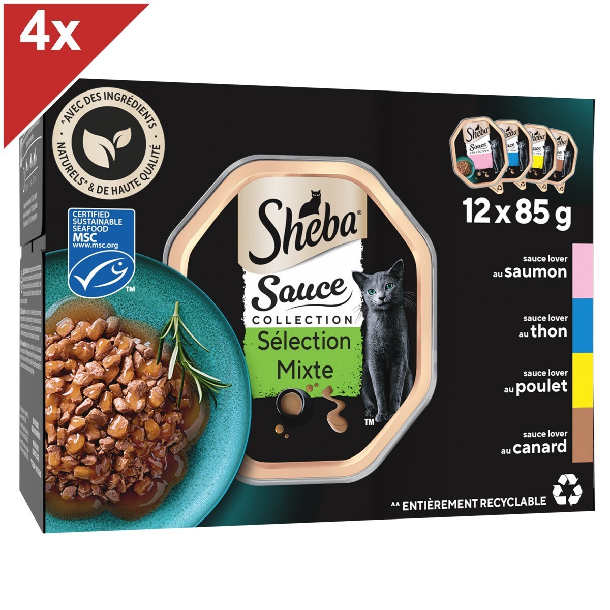 SHEBA 48 Barquettes Sauce Collection Sélection mixte Sauce Lover 85g (4x12)