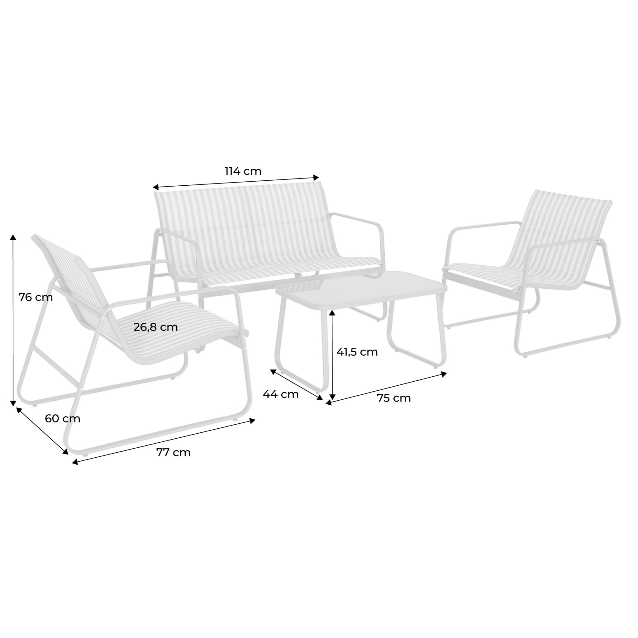 Salon de jardin métal 4 places SILVI