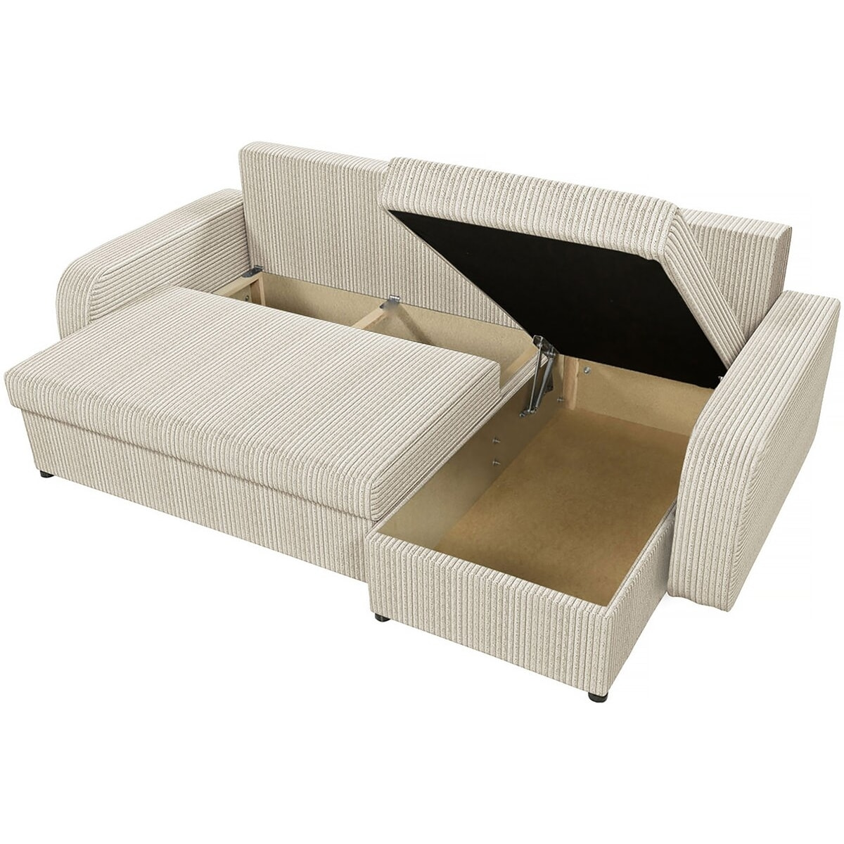 Canapé d'angle velours côtelé convertible - 3 places "Vinci" - Beige