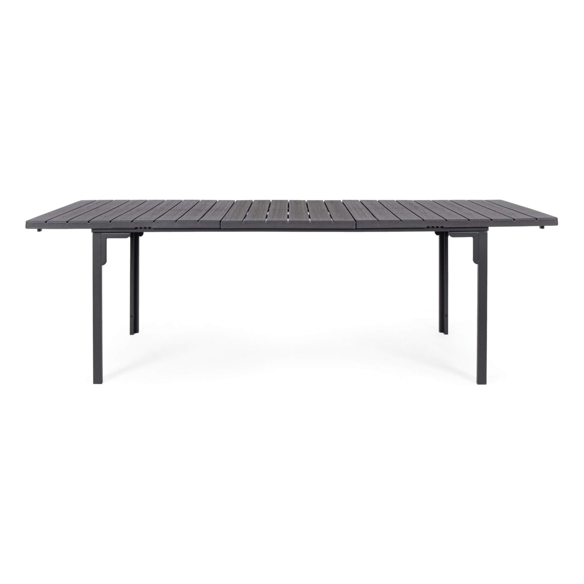 Tavolo allungabile da giardino VALENCIA antracite effetto legno, struttura in acciaio, 180×89,5–240×89,5 cm