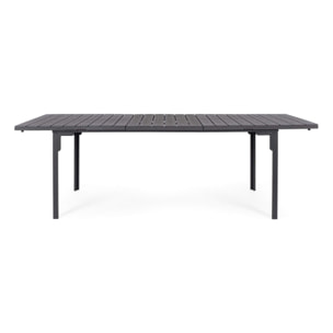 Tavolo allungabile da giardino VALENCIA antracite effetto legno, struttura in acciaio, 180×89,5–240×89,5 cm