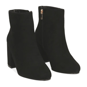 Ankle boots nero in microfibra, tacco 7,5 cm