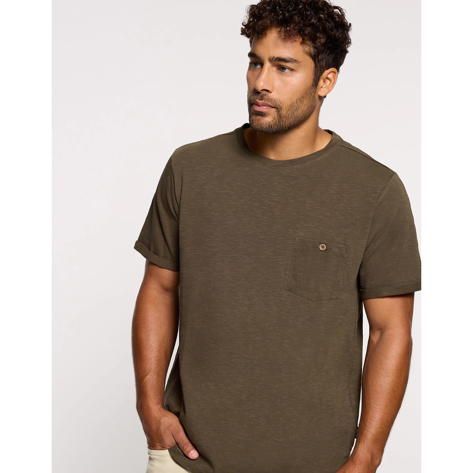 Camiseta Manga Corta Caqui - Button