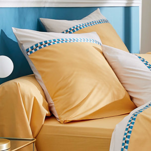 Taie d'oreiller percale avec galon - Jaune