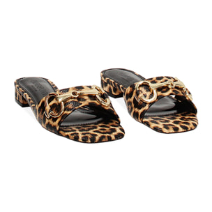 Ciabattine da donna leopardate con morsetto