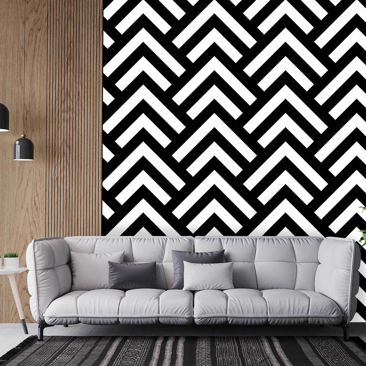 Papier peint graphique zig zag retro Intissé