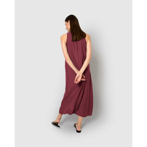 Vestido largo sin mangas fluido tinto
