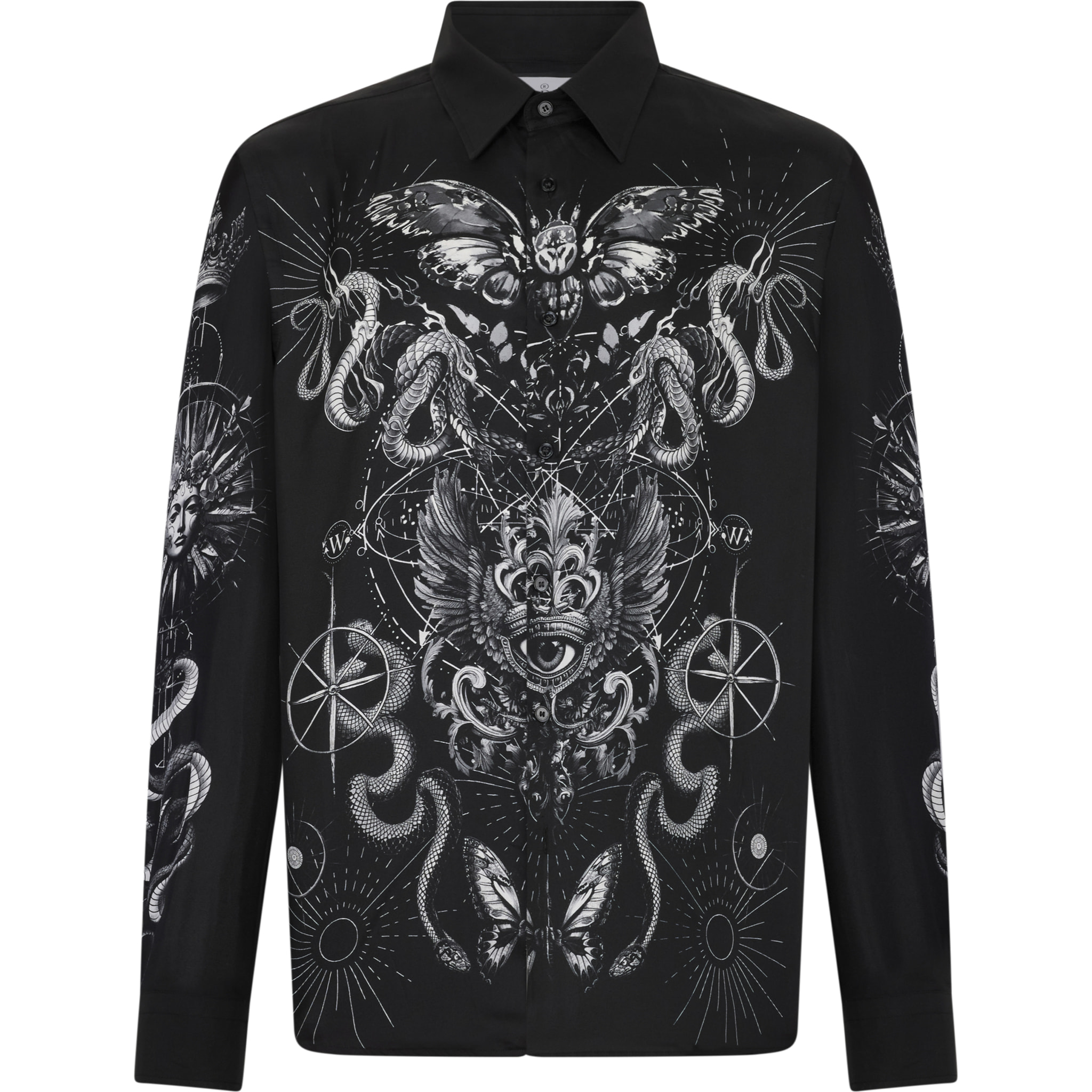 PHILIPP PLEIN Silk Shirt All-Over Tattoo