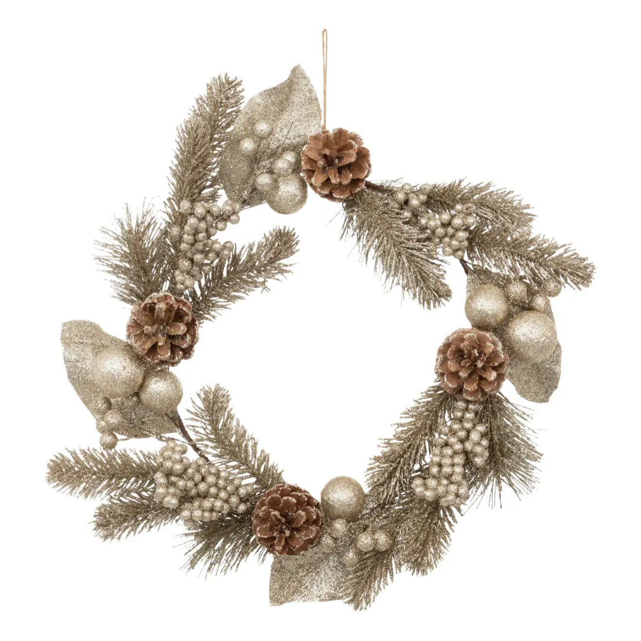 Couronne pommes de pin 40cm or