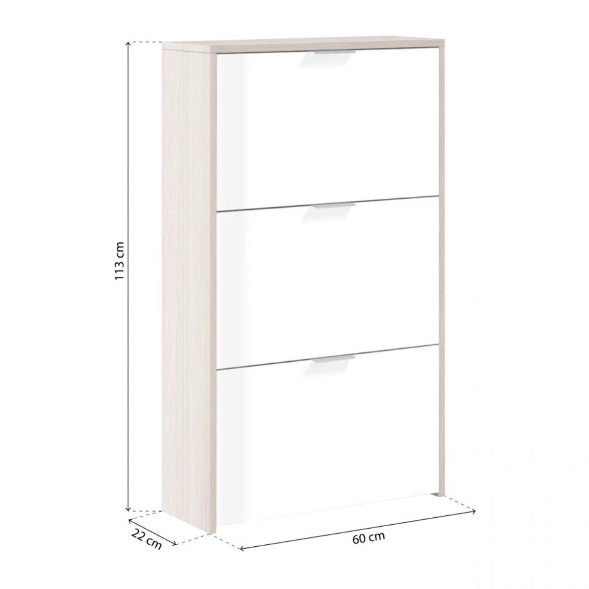 Zapatero Remi de 3 puertas Roble - Blanco