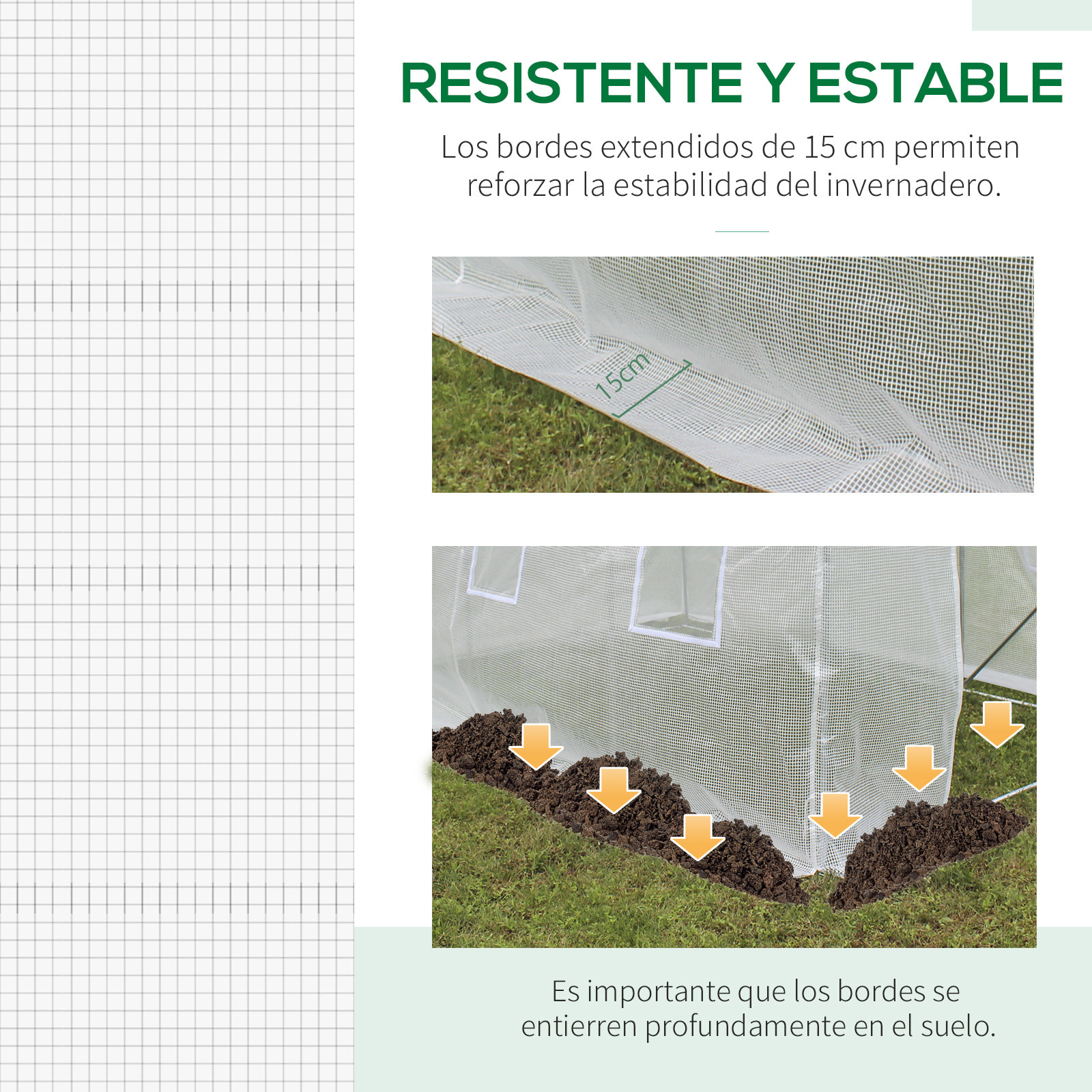Cubierta de Invernadero de Túnel 3,5x3x2 m con 6 Ventanas y Puerta Jardín Blanco