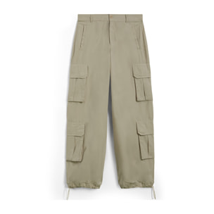 Pantaloni cargo baggy fit in popeline con quattro tasconi