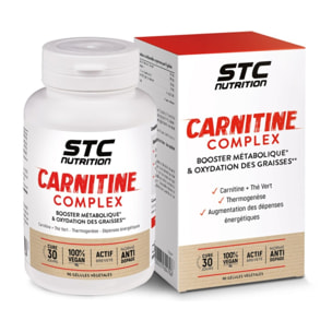 STC NUTRITION - Carnitine Complex - Action brûle-graisses démontrée - Active la thermogénèse - 1500 mg L-Carnitine + Thé Vert - Vegan - Cure 30 jours