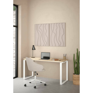 Scrivania Arignano, Scrittoio multiuso, Tavolo per ufficio porta PC, Piano di lavoro, 150x60 h76 cm, Rovere e Bianco