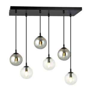 Lampada a sospensione Cosmo in acciaio nero e vetro