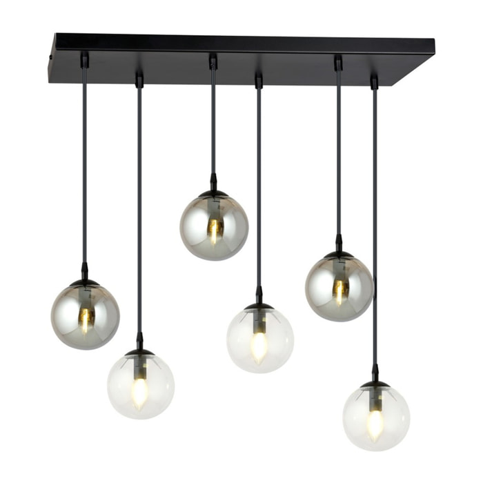 Lampada a sospensione Cosmo in acciaio nero e vetro