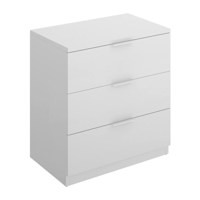 ComodinoArnad, Comò basso, Tavolino da notte, Mensola da letto, 50x34 h58 cm, Bianco