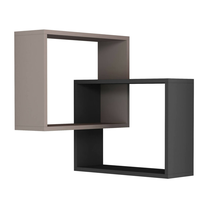 Mensola Fiandra, Scaffale, Ripiano a muro, Scaffalatura multiuso, 68x60 h68 cm, Beige e Antracite