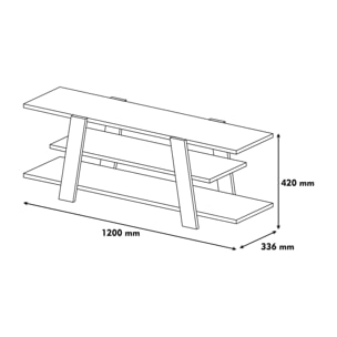 Mobile porta TV Doukhadd, Credenza da soggiorno, Armadio basso per TV, Base parete attrezzata, 120x34h42 cm, Noce e Bianco