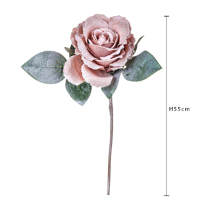 Rosa con foglia glitter - Pezzi 12 - ROSA - Bianchi Dino SpA